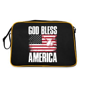 Gott segne Amerika Amerikanische Flagge Gedenktag - Retro Tasche - Schwarz/Gold - Hinten