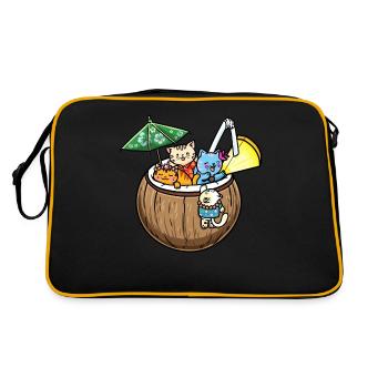 Hawaiian Cats In Coconut Drink Luau - Retro Bag - black/gold - Back