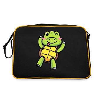 Émoticône de tortue de mer Amoureux des tortues - Sac Retro - noir/or - Dos