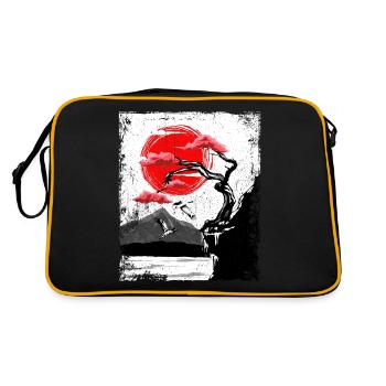 Haruno Japanese Cherry Blossom Illustration Japon - Sac Retro - noir/or - Dos
