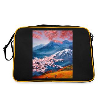 Haruno Japanese Cherry Blossom Illustration Japon - Sac Retro - noir/or - Dos