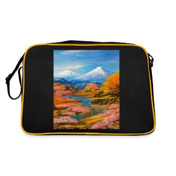 Haruno Japanese Cherry Blossom Illustration Japon - Sac Retro - noir/or - Dos