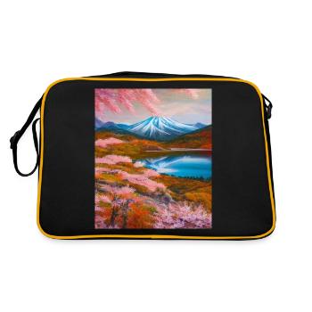 Haruno Japanese Cherry Blossom Illustration Japon - Sac Retro - noir/or - Dos