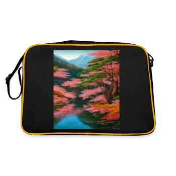 Haruno Japanese Cherry Blossom Illustration Japon - Sac Retro - noir/or - Dos