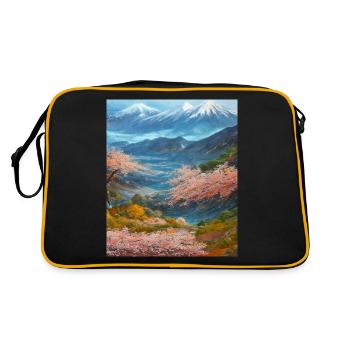 Haruno Japanese Cherry Blossom Illustration Japon - Sac Retro - noir/or - Dos