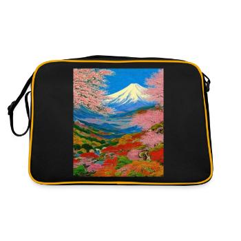 Haruno Japanese Cherry Blossom Illustration Japon - Sac Retro - noir/or - Dos