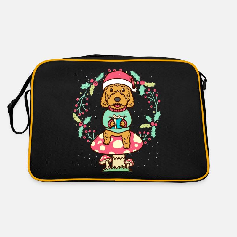 Cockapoo Hund Auf Pilz Weihnachtskranz Weihnachten Retro Tasche
