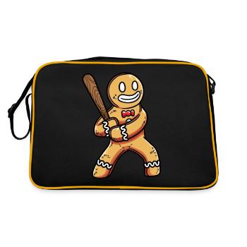 Lebkuchen Mit Baseballschläger Sport Weihnachten - Retro Tasche - Schwarz/Gold - Hinten