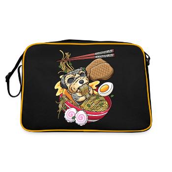kawaii morkie dog ramen noodles Japanese food - Retro Bag - black/gold - Back