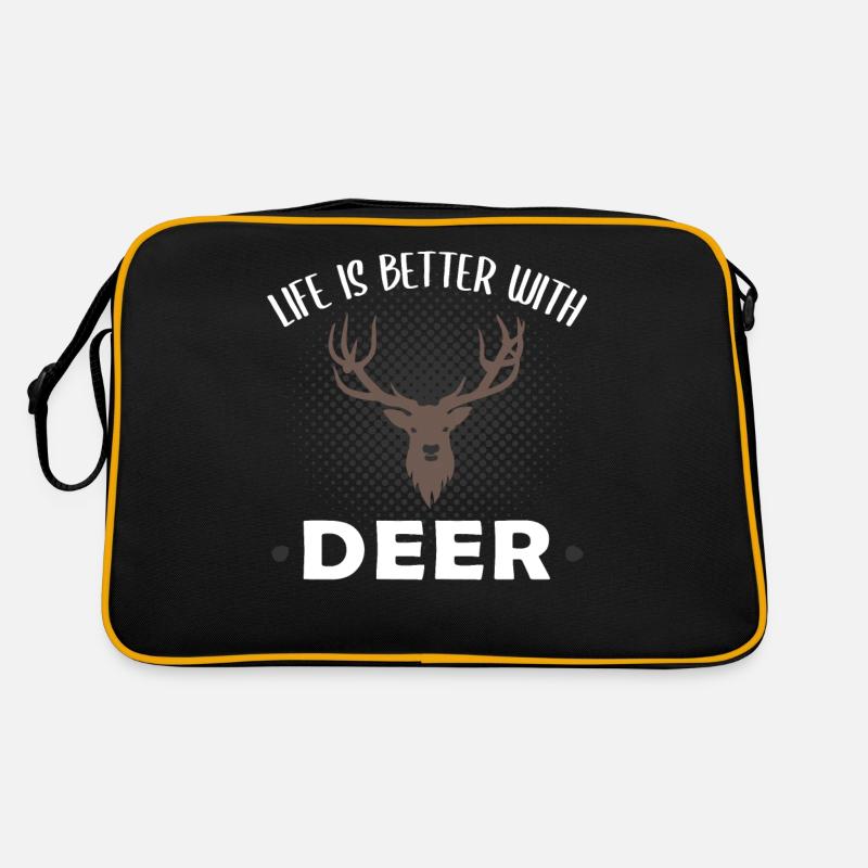 Reh Hirsch Waldtiere Tierliebhaber Spruch Geschenk Retro Tasche