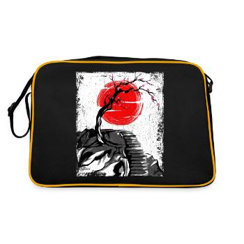 Haruno Japanese Cherry Blossom Illustration Japon - Sac Retro - noir/or - Dos