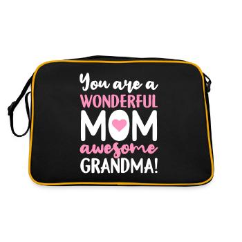 Muttertag Du bist eine wunderbare Mutter Oma - Retro Tasche - Schwarz/Gold - Hinten