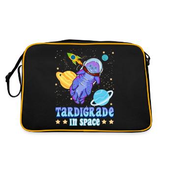 Bärtierchen im Weltraum Wasserbär - Retro Tasche - Schwarz/Gold - Hinten