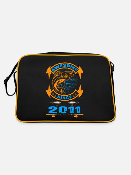 Génial depuis 2011. Angel, l’anniversaire du pêcheur - Sac Retro - noir/or - Dos