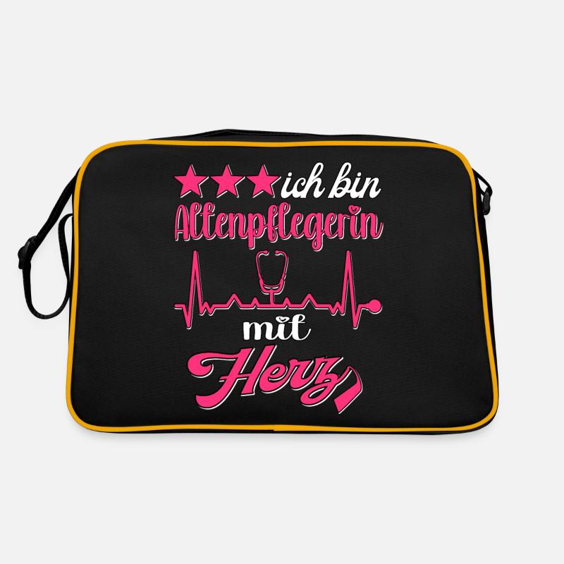Pflegerin Altenpflegerin mit Herz Pflegekraft Retro Tasche