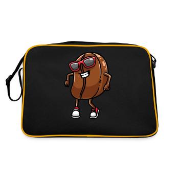 Coffee bean with sunglasses dancers dancing - Retro Bag - black/gold - Back