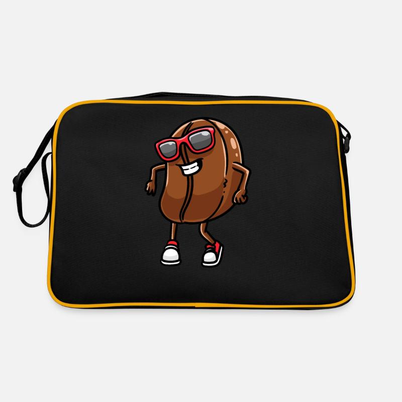 Kaffeebohne Mit Sonnenbrille Tänzer Tanzen - Retro Tasche - Schwarz/Gold
