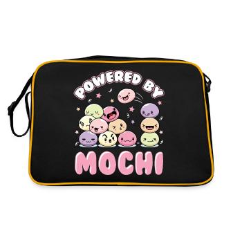 Powered By Mochi Kawaii Dessert Anime Japanisch - Retro Tasche - Schwarz/Gold - Hinten