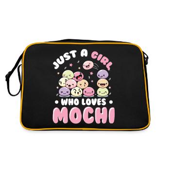 Just A Girl Who Loves Mochi Kawaii Dessert - Retro Tasche - Schwarz/Gold - Hinten