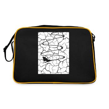 Kurvenlinie - Skifahren - (12) - Retro Tasche - Schwarz/Gold - Hinten