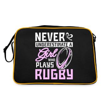 Never underestimate a girl who plays rugby - Retro Bag - black/gold - Back