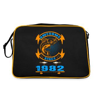 Awesome since 1982. Angel, Angler Geburtstag - Retro Tasche - Schwarz/Gold - Hinten