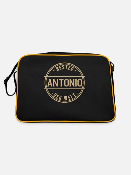 Bester Antonio Der Welt Lustiges Männer Namen - Retro Tasche - Schwarz/Gold - Hinten