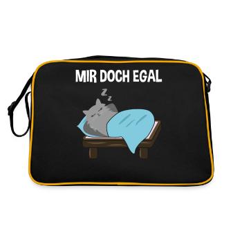 Faule Freche Katze Lustiger Spruch Geschenk - Retro Tasche - Schwarz/Gold - Hinten