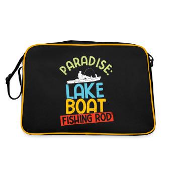 Angler Spruch zum Angeln Angel - Retro Tasche - Schwarz/Gold - Hinten