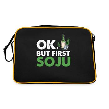 Ok, But First Soju Funny Korean Liquor Drink - Retro Bag - black/gold - Back