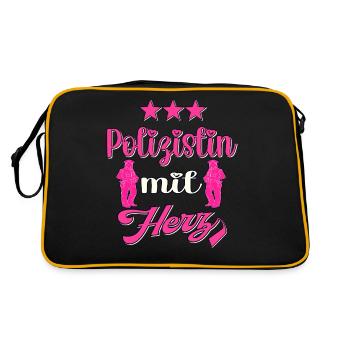 Polizistin Polizeibeamtin Polizei - Retro Tasche - Schwarz/Gold - Hinten