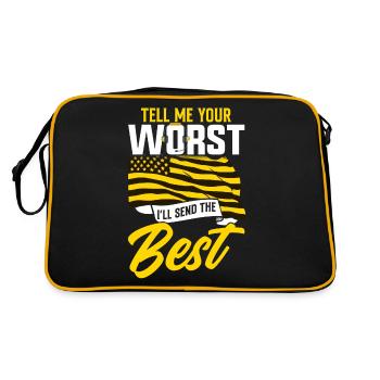 Sag mir, was am schlimmsten ist, ich schicke das - Retro Tasche - Schwarz/Gold - Hinten