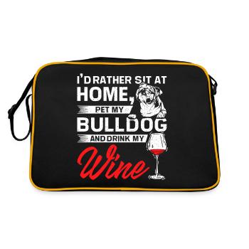 Sit at home, pet my bulldog and drink wine - Retro Bag - black/gold - Back