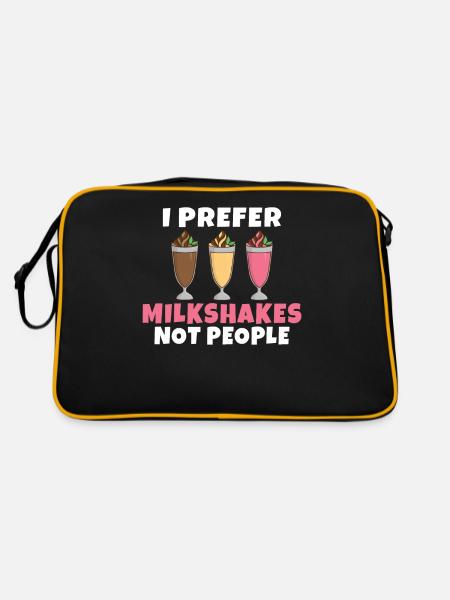 Ich liebe Milchshakes Milchshake Geschenk - Retro Tasche - Schwarz/Gold - Hinten