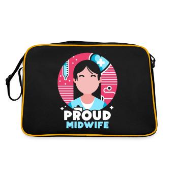 Stolze Hebamme Hebammen Geburtshilfe Beruf - Retro Tasche - Schwarz/Gold - Hinten
