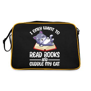 I Only Want To Read Books And Cuddle My Cat - Retro Tasche - Schwarz/Gold - Hinten