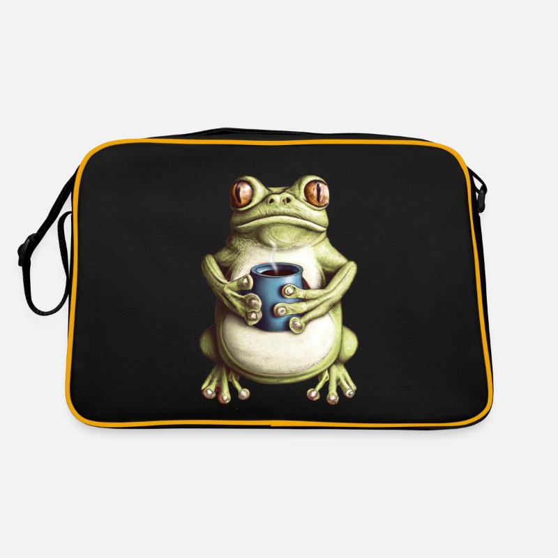 Kröte Frosch Kaffee - Retro Tasche - Schwarz/Gold