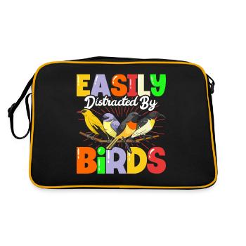 Easily Distrated By Birds - Retro Bag - black/gold - Back