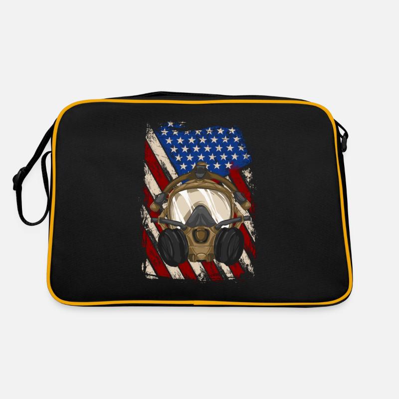 Drapeau des États-Unis avec masque à gaz - lutte antiparasitaire Sac Retro