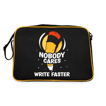 No one cares write fast writing team - Retro Bag - black/gold - Back