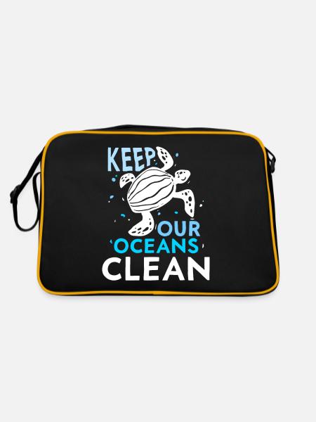 Keep Our Oceans Clean Ocean Protection Lake - Retro Bag - black/gold - Back