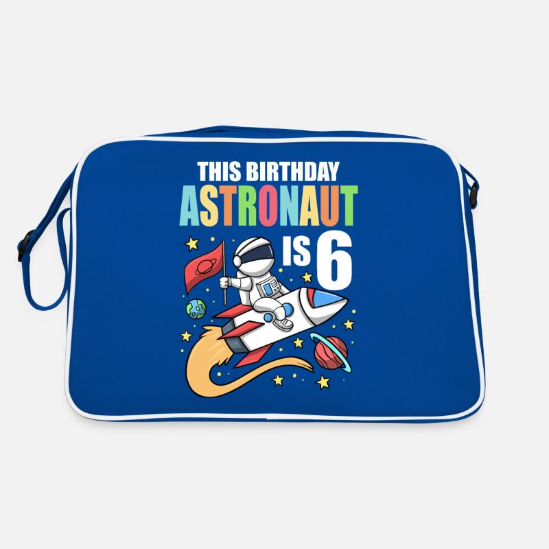 Space Birthday 6 Astronaut Planets Rocket Ship Retro Bag