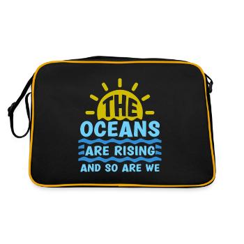 Climate Change The Ocean Is Rising Save The Planet - Retro Tasche - Schwarz/Gold - Hinten