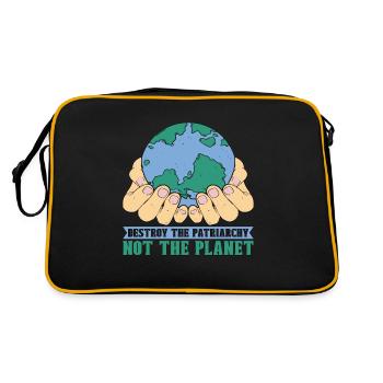 Climate Change Destroy The Patriarchy Mother Earth - Retro Tasche - Schwarz/Gold - Hinten