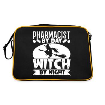 Apotheke Pharmazeut bei Tag Hexe bei Nacht Hallowe - Retro Tasche - Schwarz/Gold - Hinten