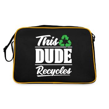 Recycling This Dude Recycles Eco Friendly Recycler - Retro Bag - black/gold - Back
