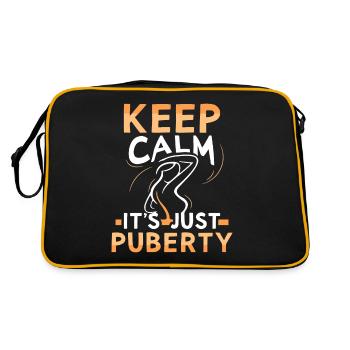 Ruhe Bewahren Es Ist Nur Die Pubertät Erwachsen - Retro Tasche - Schwarz/Gold - Hinten