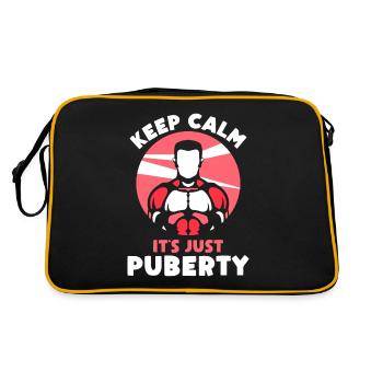 Ruhe Bewahren Es Ist Nur Die Pubertät Erwachsen - Retro Tasche - Schwarz/Gold - Hinten