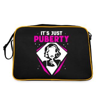 Es Ist Nur Die Pubertät Erwachsen Sprüche Teenager - Retro Tasche - Schwarz/Gold - Hinten