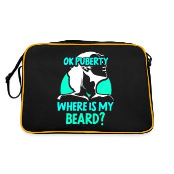 Ok Pubertät Wo Ist Mein Bart? Erwachsen Teenager - Retro Tasche - Schwarz/Gold - Hinten